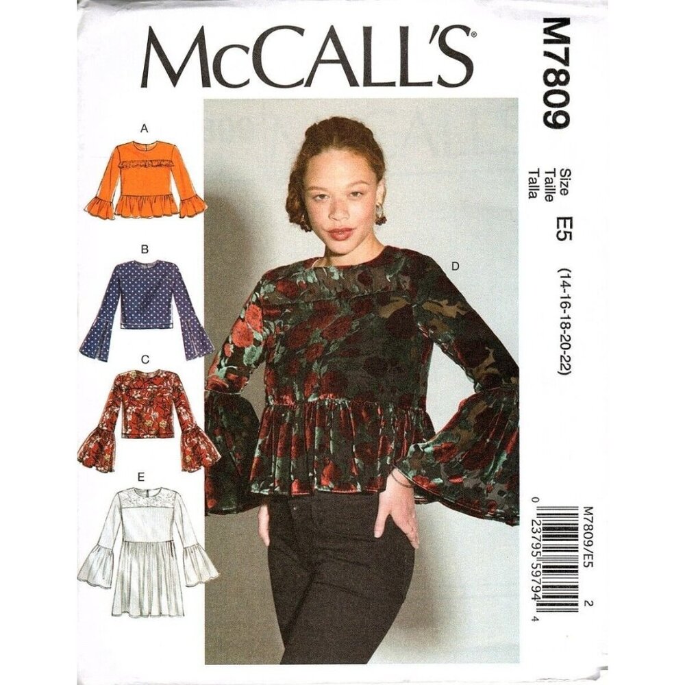 McCall's M7809 Misses 14 to 22 Very Easy Top, Tunic Uncut Sewing Pattern New